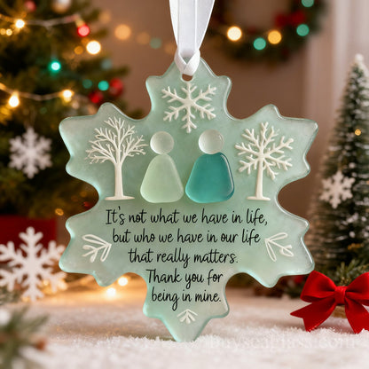 🌊Snowflake-Shaped Sea Glass Friendship Ornament